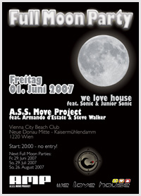 Full Moon Party Flyer Vienna City Beach Club 01.06.2007