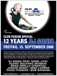 12 years DJ Sonic Seven Flyer @ Passage 15.09.2006